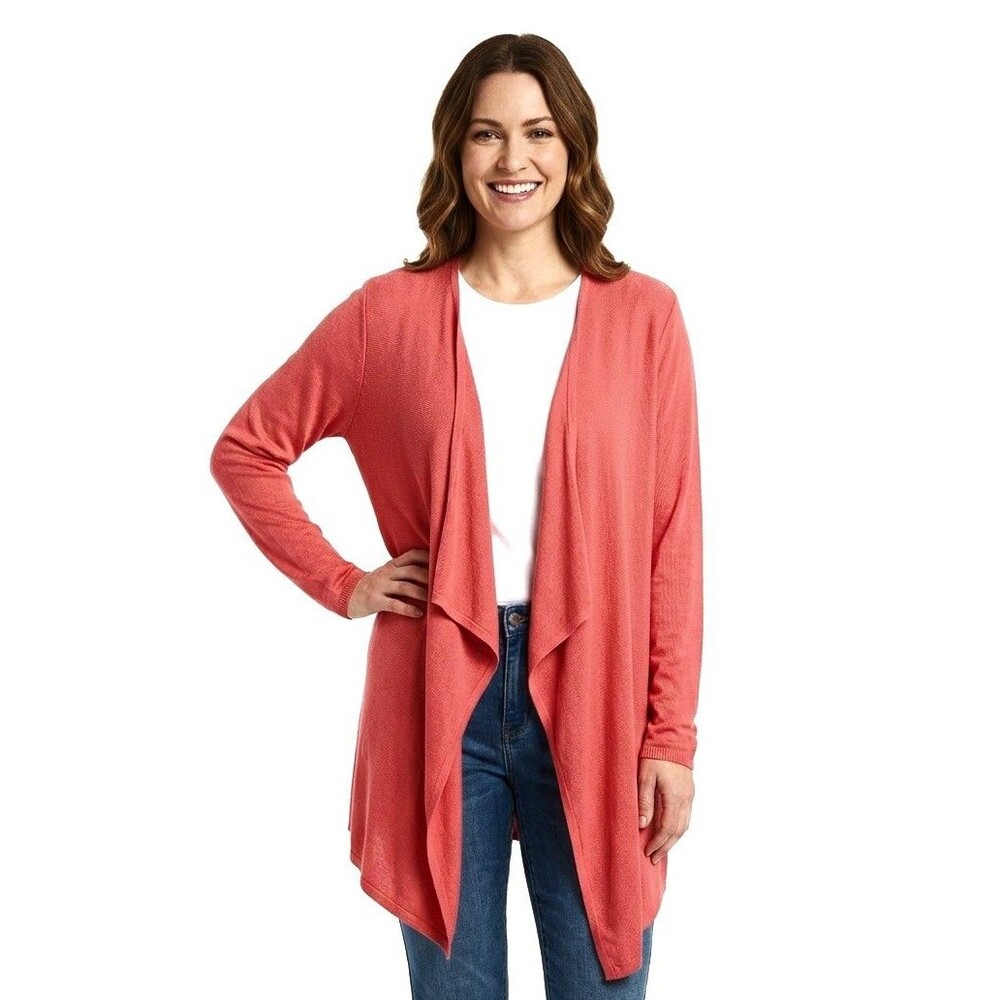 Lane Bryant Womens Orange Open Front Draped Cardigan Sweater 26/28 back tie